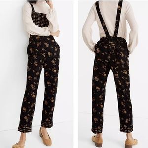 Madewell Corduroy Cross-Back Overalls in Forest Floral Mix